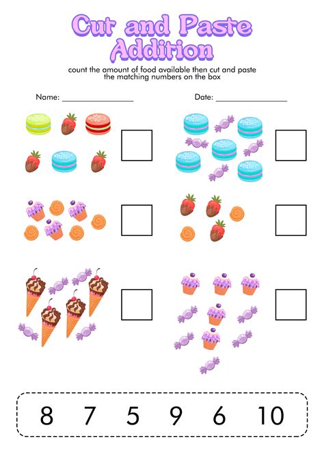 kindergarten math worksheets cut and paste|Math Worksheets for Kindergarten (Free Printables).